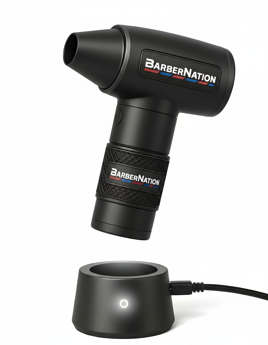 BarberNation TurboJet FadeBlaster All-in-One Air Duster with Charging Stand and Vacuum