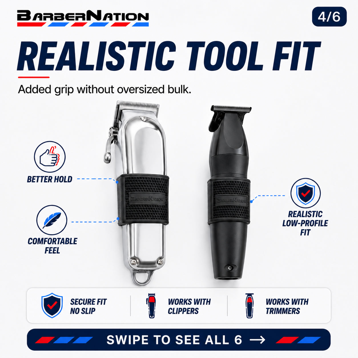 BarberNation Premium No-Slip Clipper & Trimmer Grips - Gold