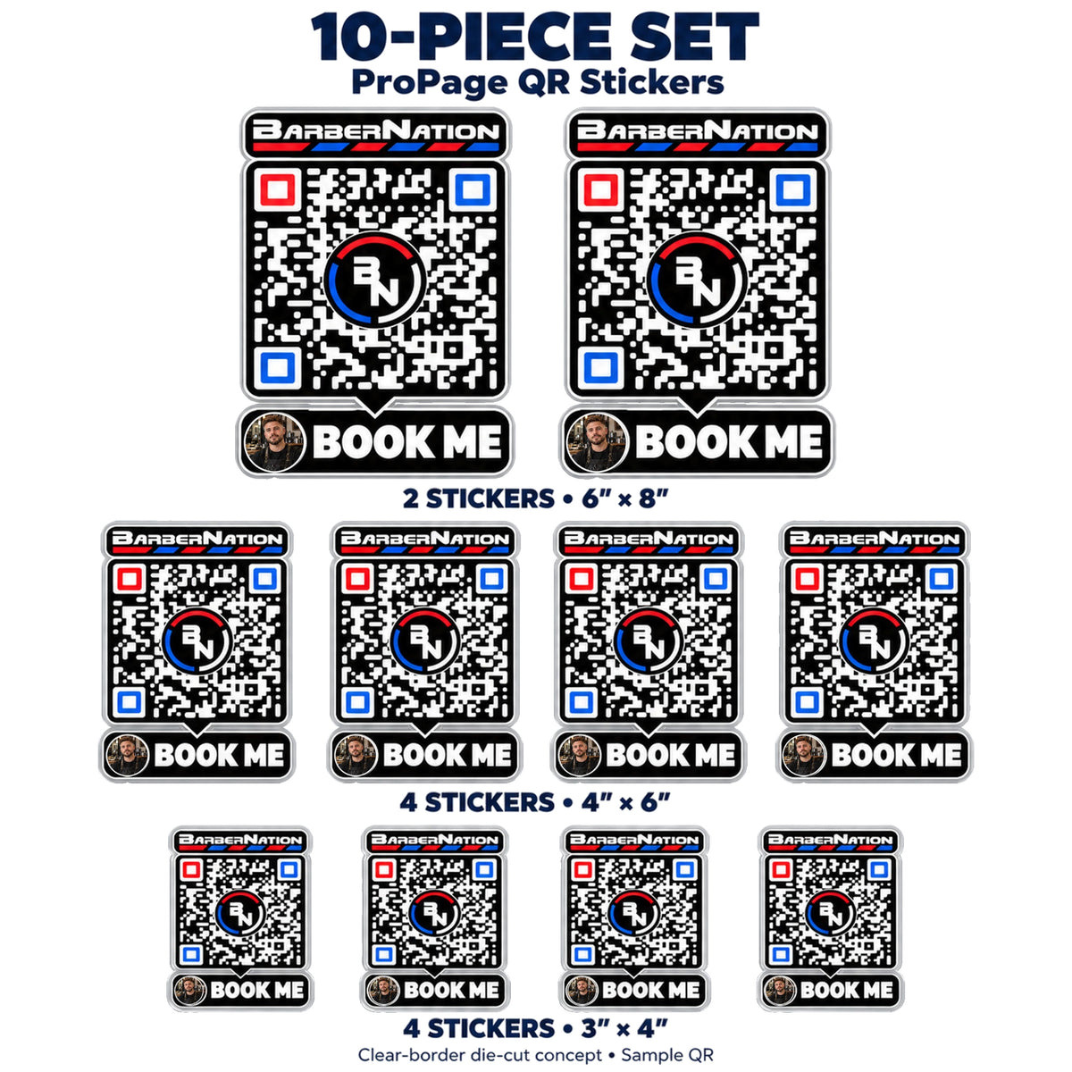 10x Piece ProPage Smart QR Code Decal Stickers (4x Small, 4x Medium, 2x Large)