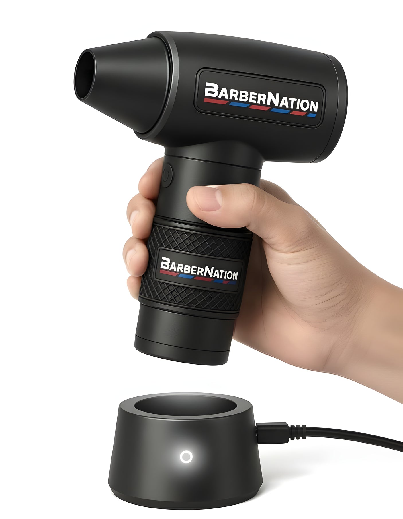 BarberNation TurboJet FadeBlaster All-in-One Air Duster with Charging Stand and Vacuum
