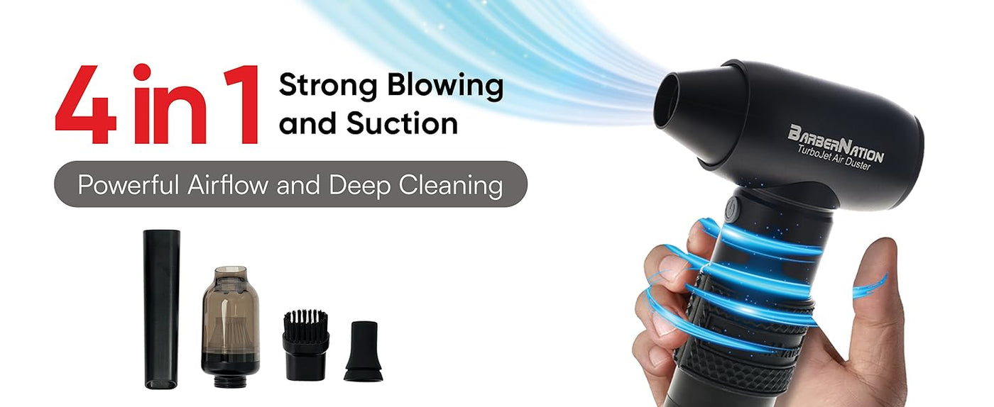 BarberNation 4-in-1 TurboJet Air Duster Pro - Matte Black