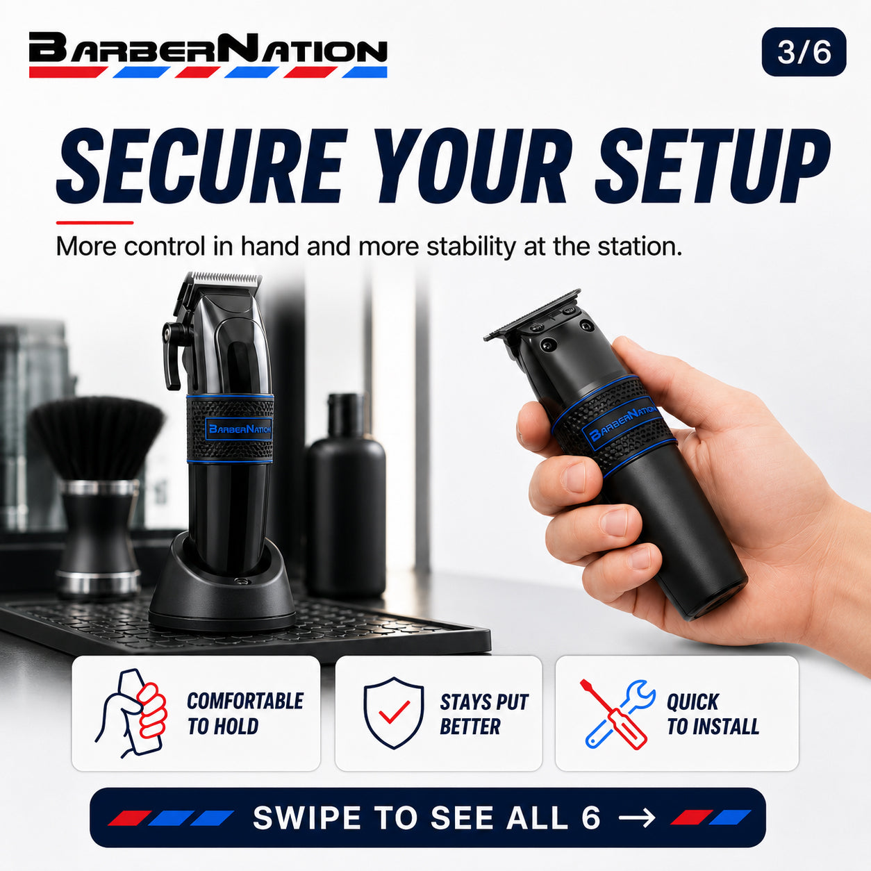 BarberNation Premium No-Slip Clipper & Trimmer Grips - Gold