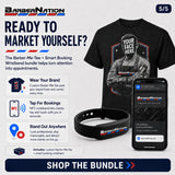 Barber-Me-Tee Custom Barber Marketing T-Shirt with Smart Booking Wristband