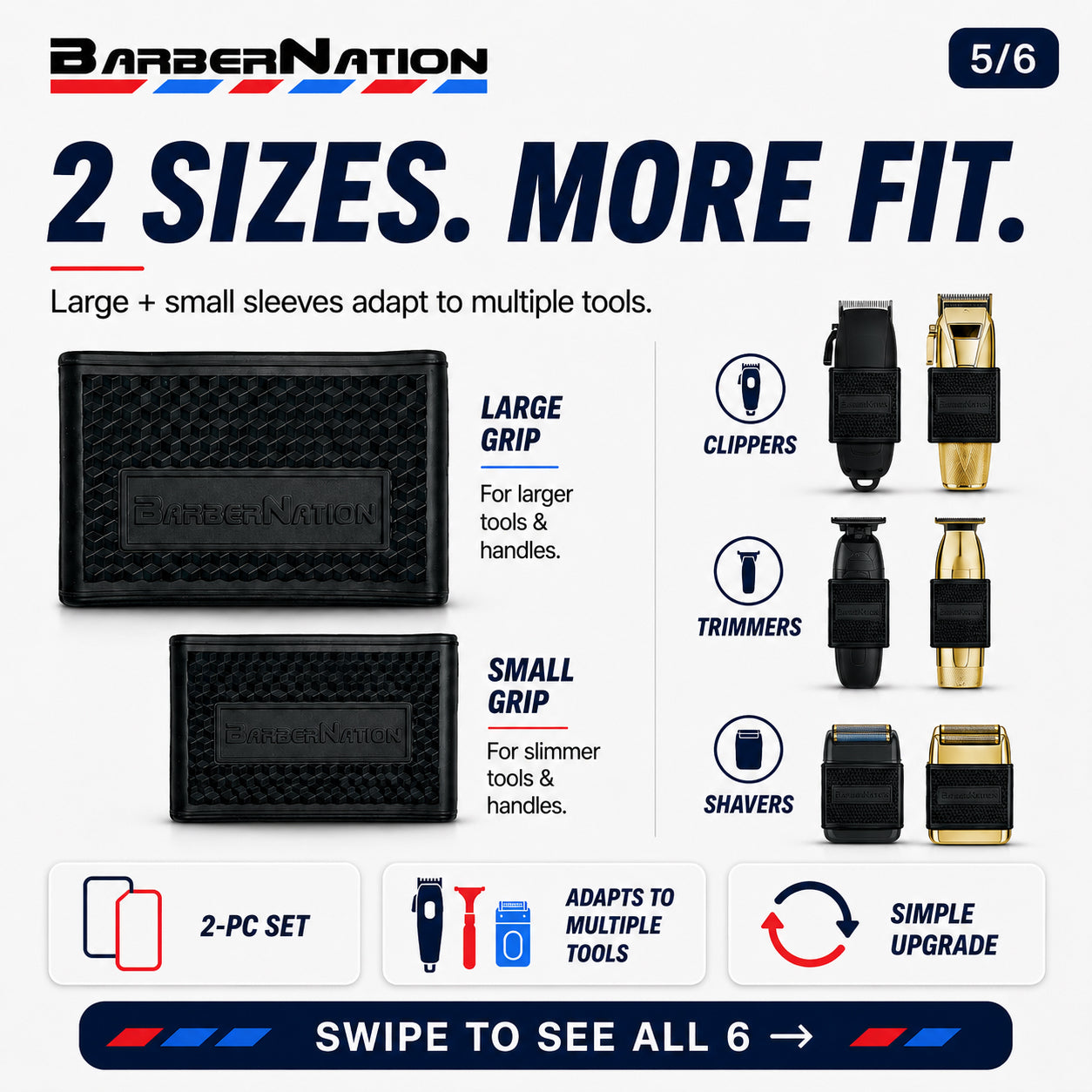BarberNation Premium No-Slip Clipper & Trimmer Grips - Gold