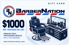 BarberNation $1000 gift card with illustrated barber equipment