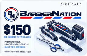 BarberNation $150 gift card with illustrated barber equipment