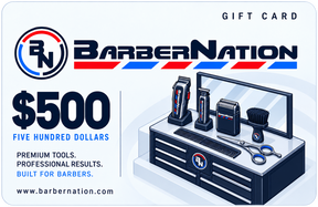 BarberNation $500 gift card with illustrated barber equipment