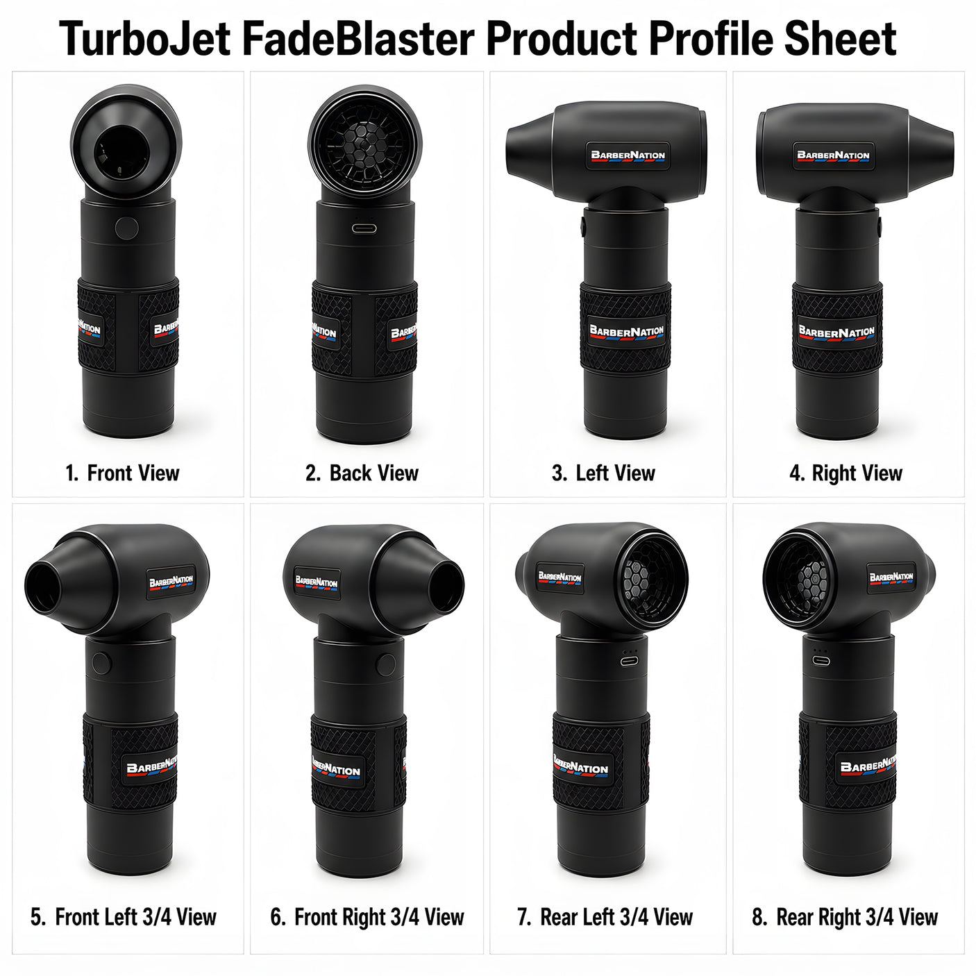 Matte Black TurboJet 3.0 FadeBlaster Cordless Air Duster with Charging Stand for Barbers