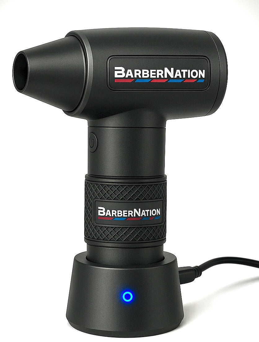 BarberNation TurboJet FadeBlaster All-in-One Air Duster with Charging Stand and Vacuum