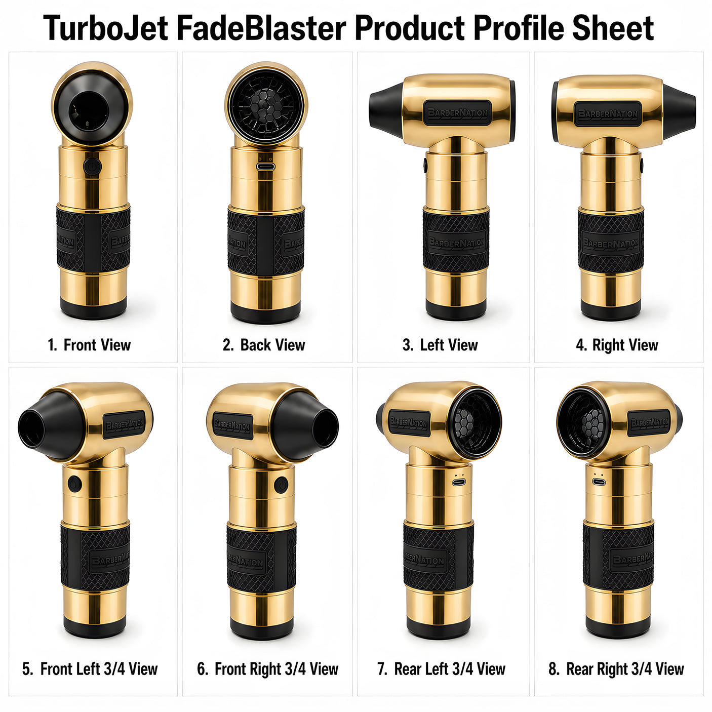 Metallic Gold Luxury TurboJet 3.0 FadeBlaster with Charging Stand for Barbers