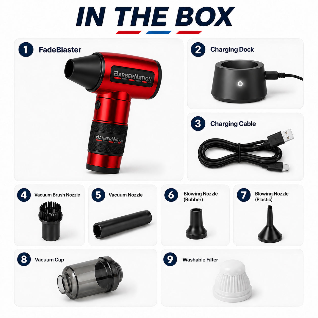 Metallic Red TurboJet 3.0 FadeBlaster with Charging Stand for Barbers
