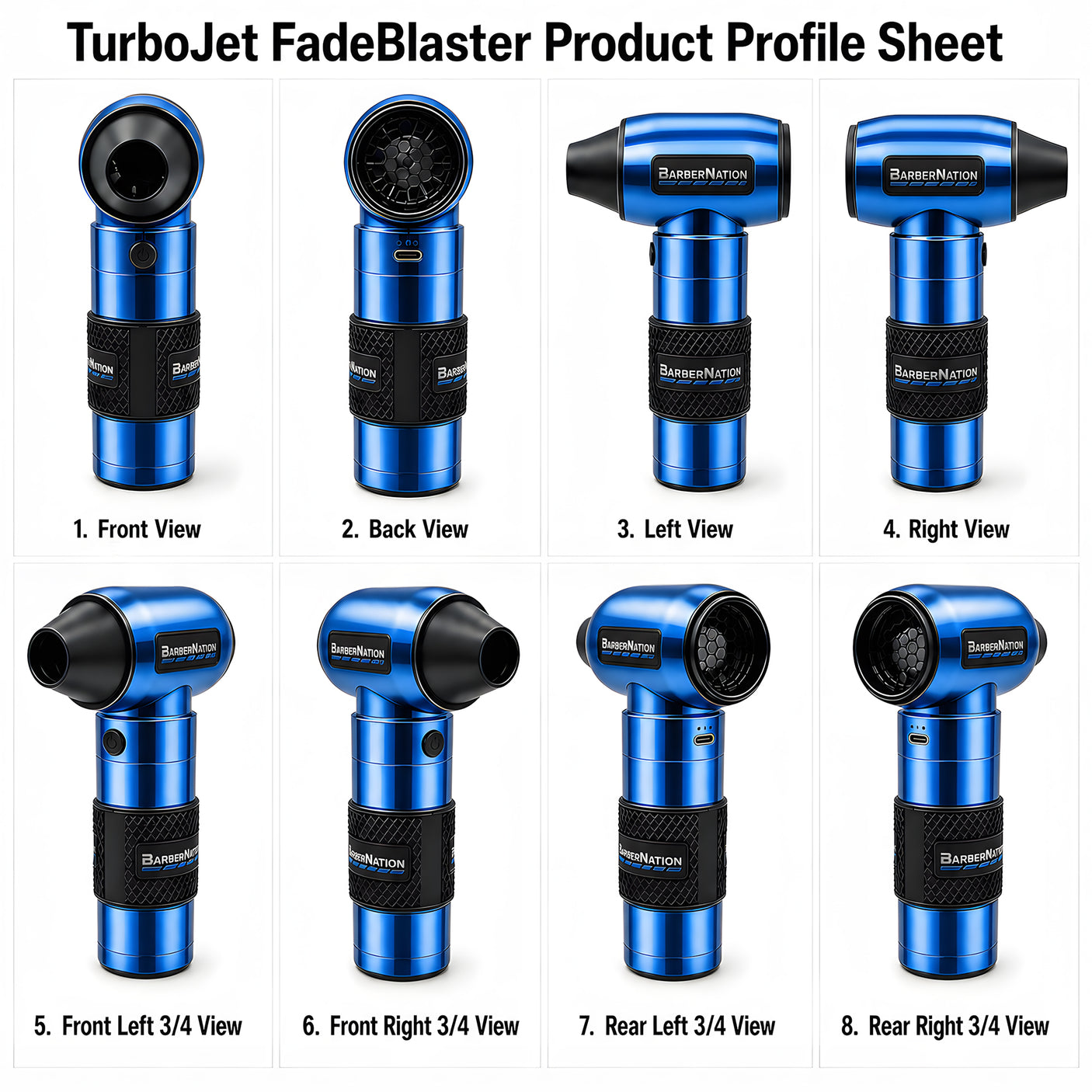 Metallic Blue TurboJet 3.0 FadeBlaster with Charging Stand for Barbers