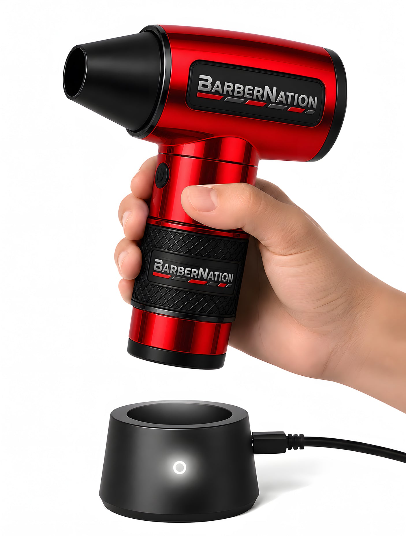 Metallic Red TurboJet 3.0 FadeBlaster with Charging Stand for Barbers