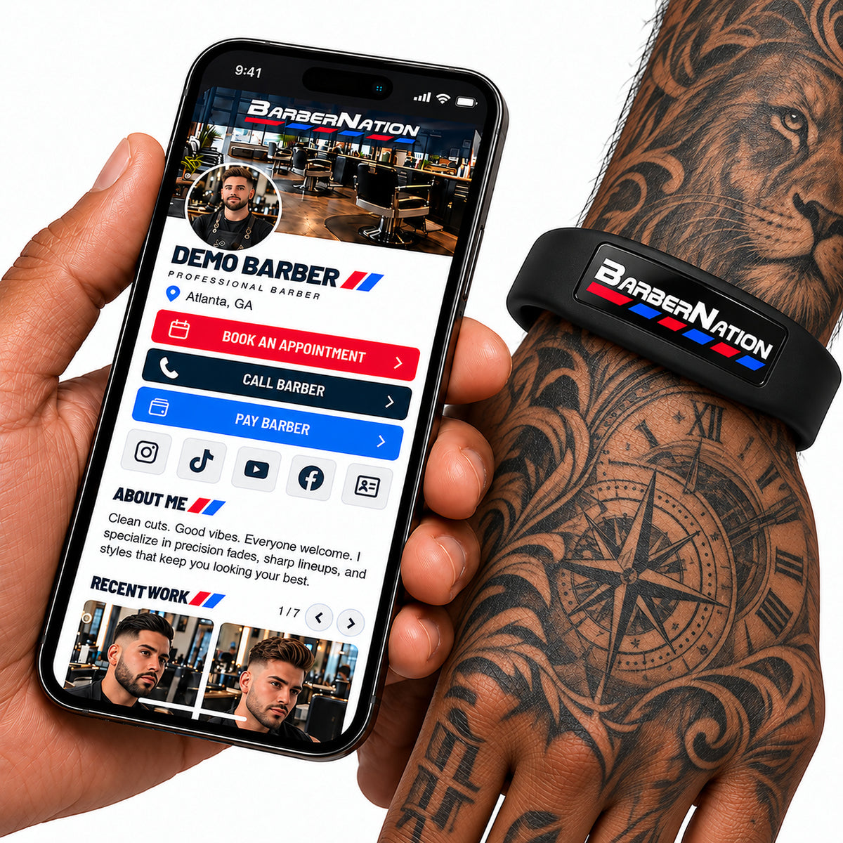 BarberNation Premium Smart Wristband with Online Barber ProPage