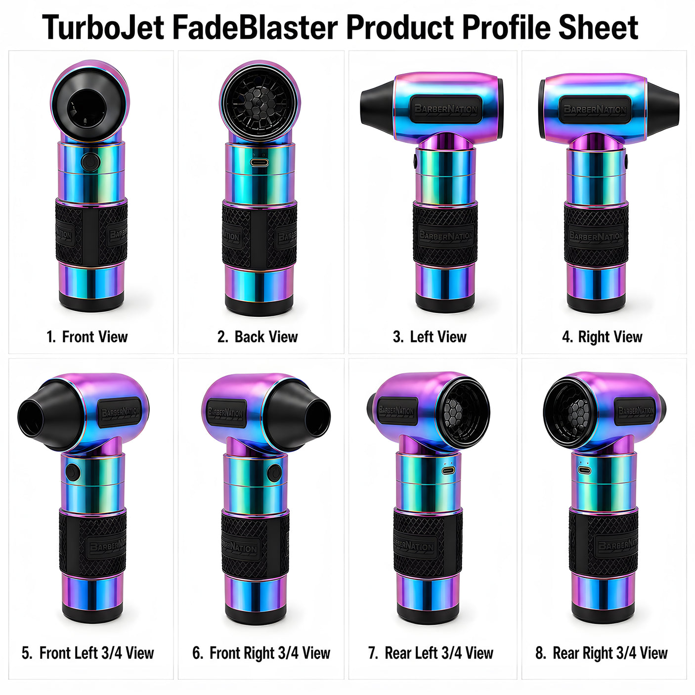 Metallic Prizm Luxury TurboJet 3.0 FadeBlaster with Charging Stand for Barbers