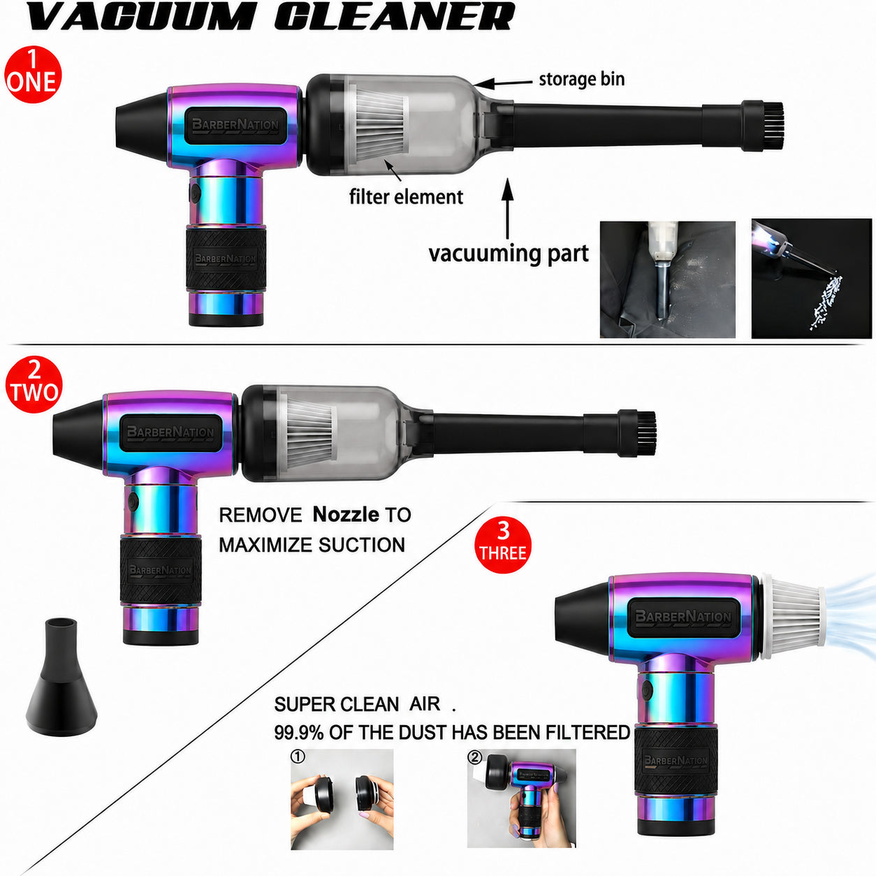 Metallic Prizm Luxury TurboJet 3.0 FadeBlaster with Charging Stand for Barbers