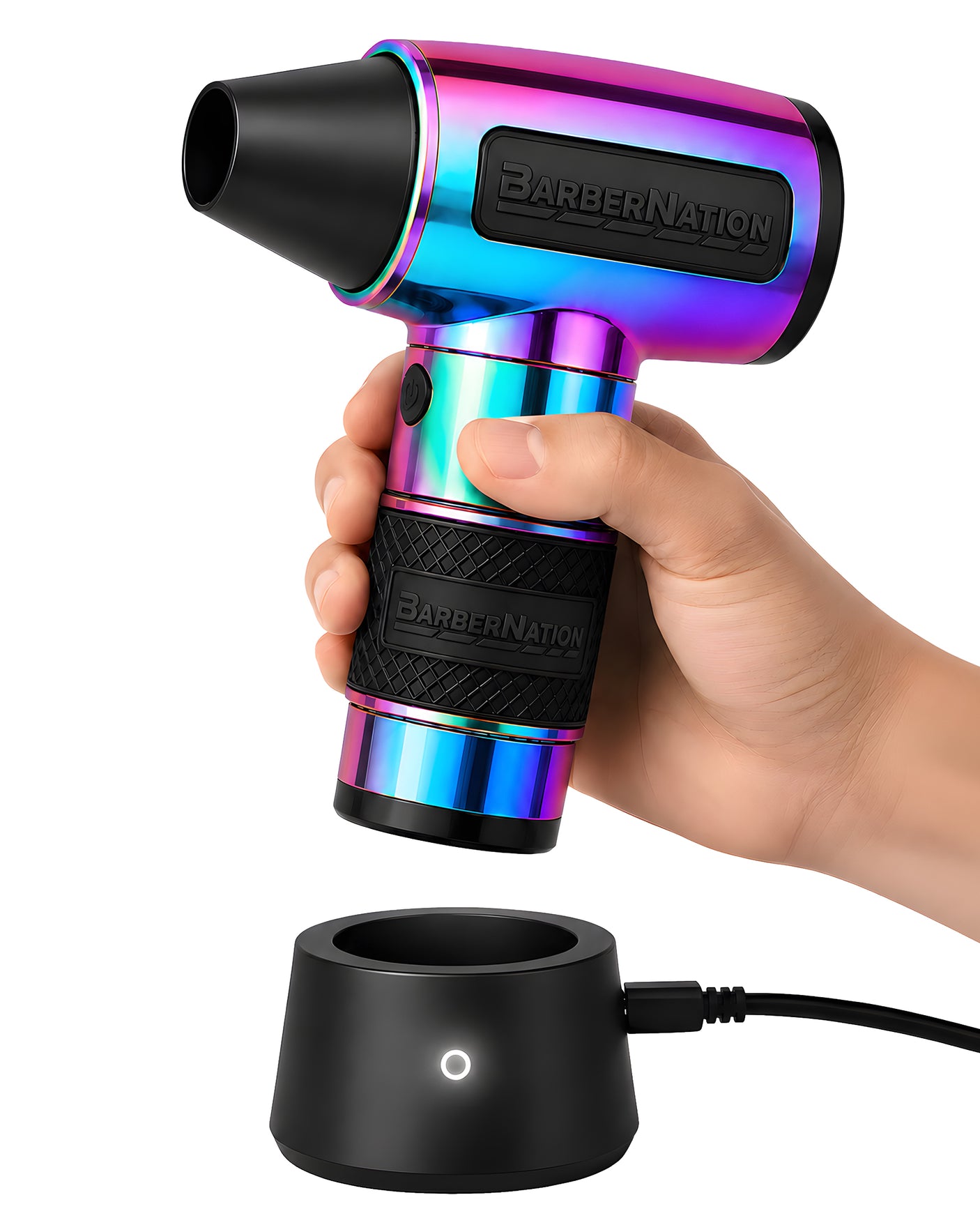 Metallic Prizm Luxury TurboJet 3.0 FadeBlaster with Charging Stand for Barbers