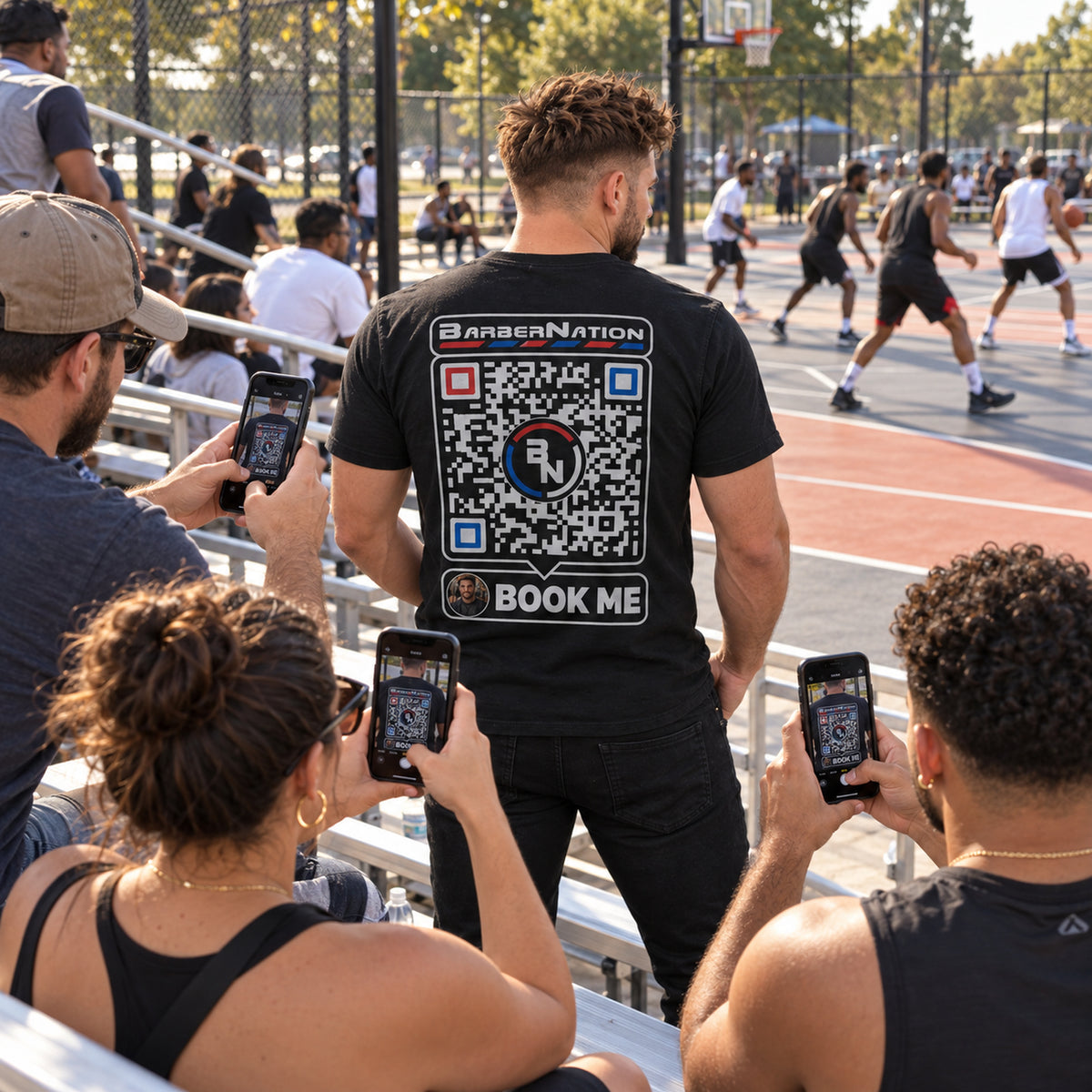 Custom ProPage Smart QR Code T-shirt (Barber Marketing)