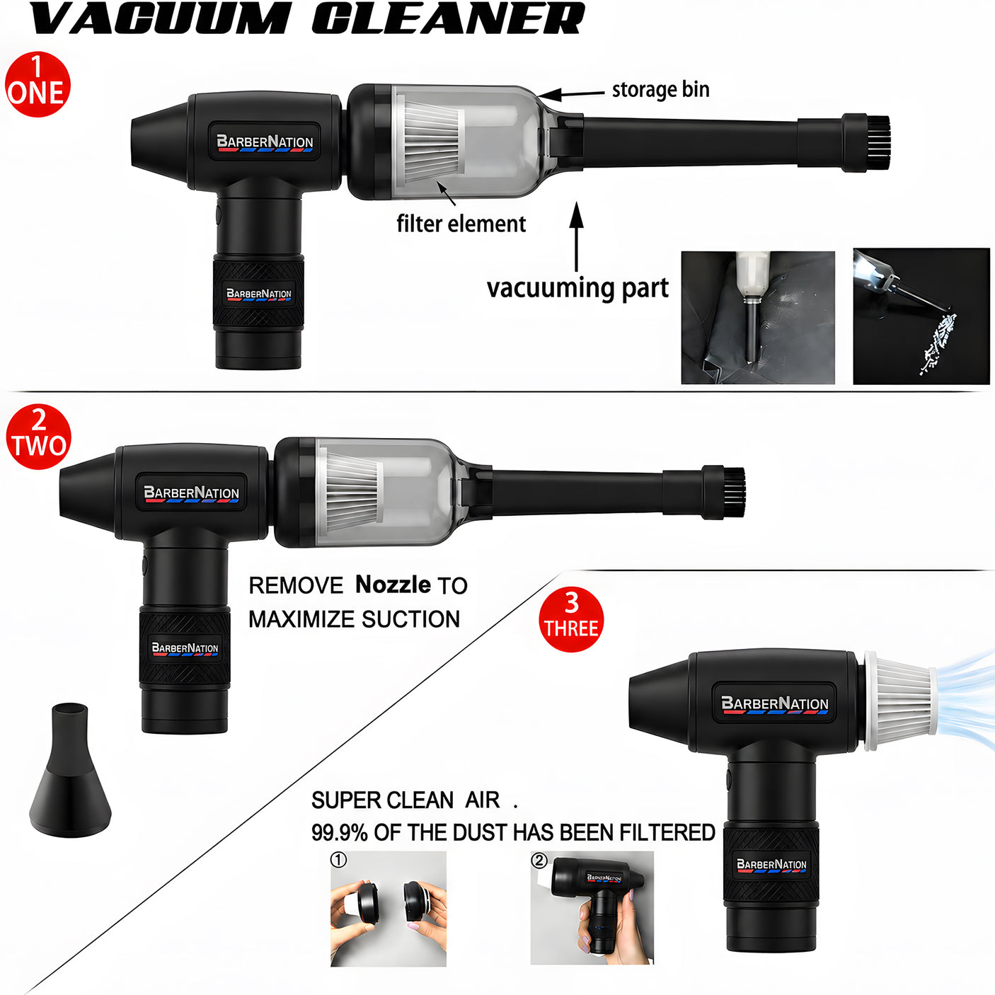 Matte Black TurboJet 3.0 FadeBlaster Cordless Air Duster with Charging Stand for Barbers