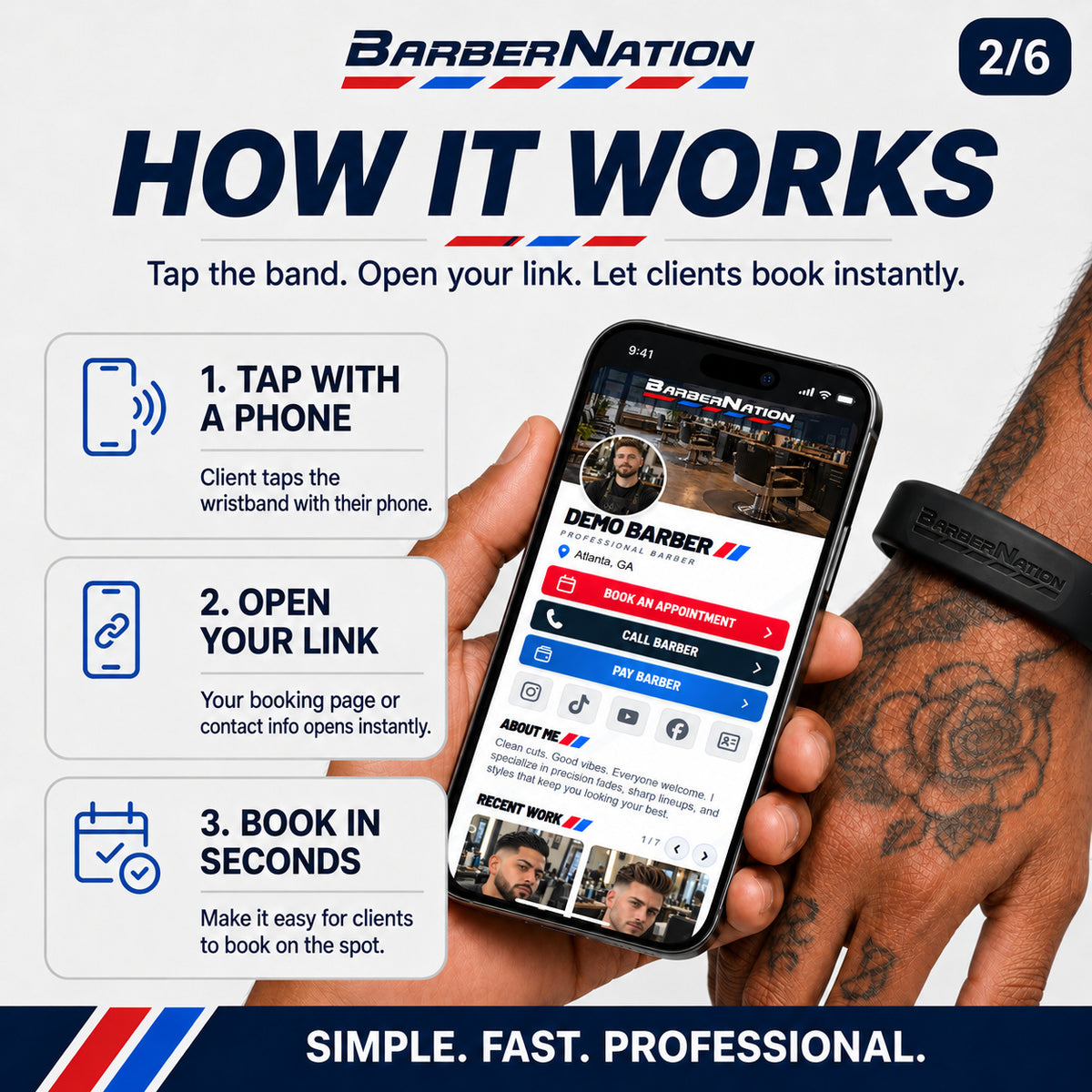 Smart Booking Wristband - NFC Digital Business Card for Barbers (with Online Profile)