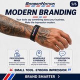 BarberNation Premium Smart Wristband with white logo and red and blue badge — modern branding