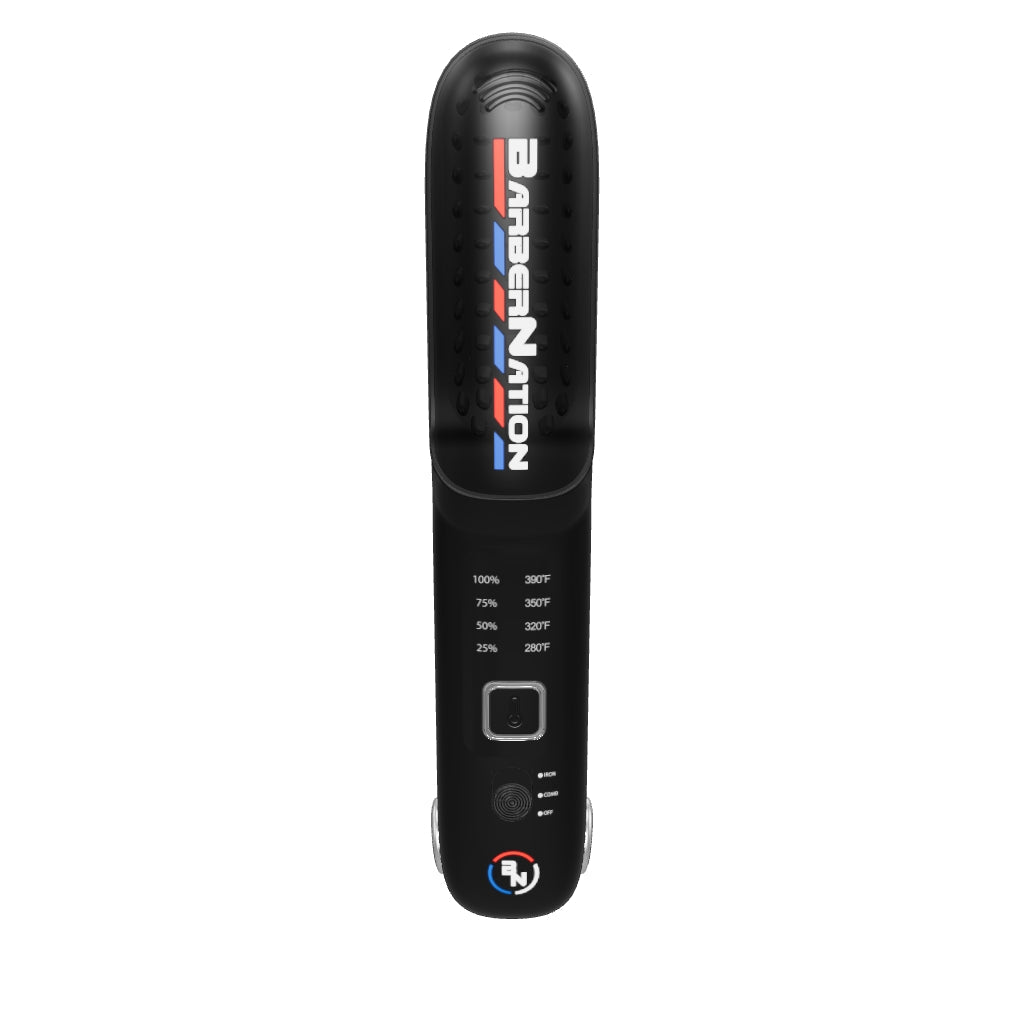 BarberNation 2-in-1 FadeFusion Cordless Heated Beard Brush & Flat Iron